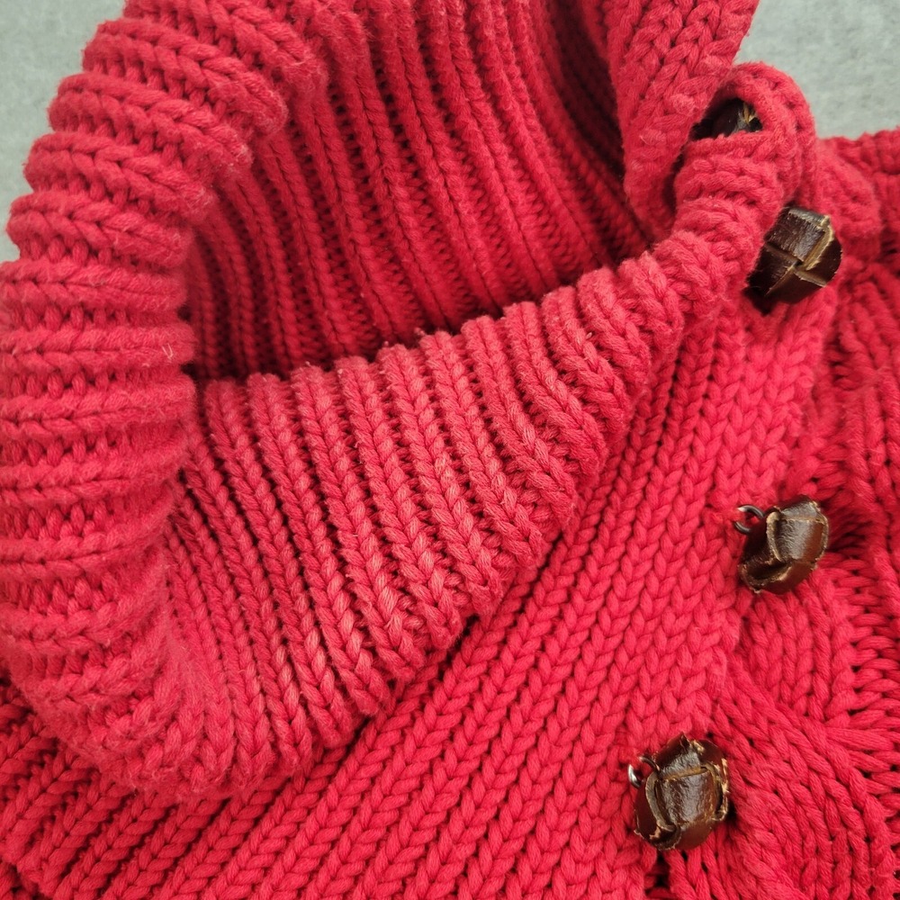Womens Ralph Lauren Cable Knit Button Collar Sweater - Red - Picture 12 of 12